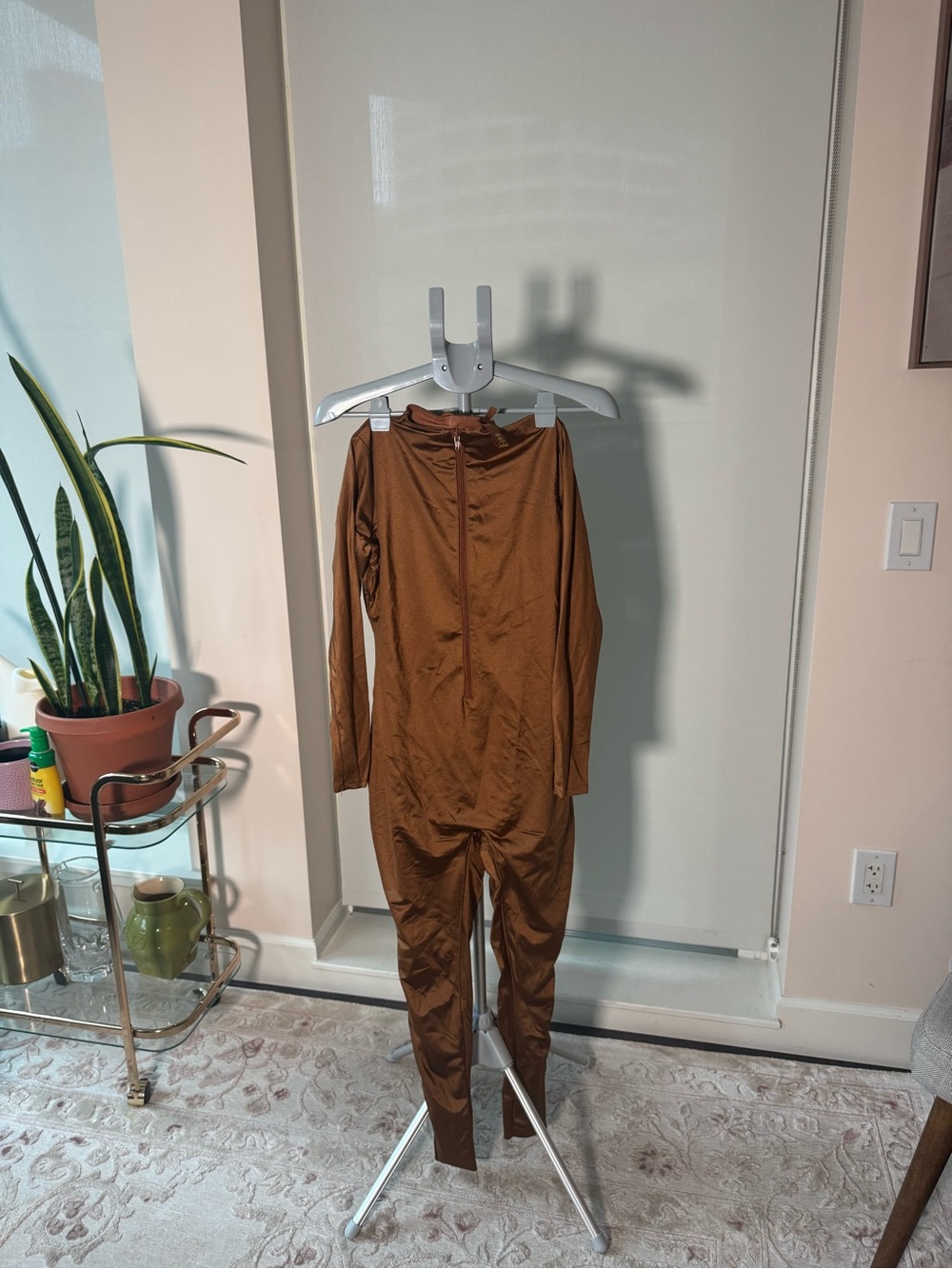 SKIMS Chestnut Brown Long-Sleeve Zip-Front Jumpsuit